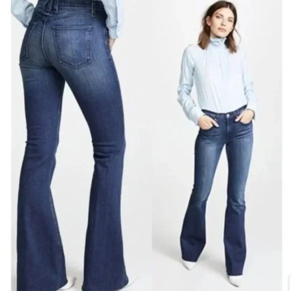 McGuire Denim Denim - McGuire Majorelle Flare Jeans, Raw Hem, Dark Wash Denim Women's 30 Anthropologie